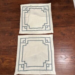 Tommy Bahama Cream and Pale Blue Geometric Euro Shams (Set of 2)